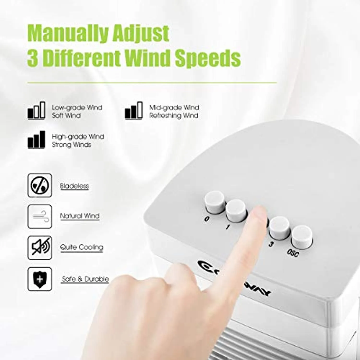 30-Inch Quiet Portable Oscillating Fan, 3 Speed Control