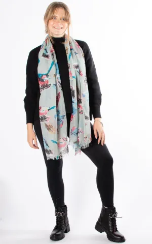 Birds And Feathers Scarf | Mint