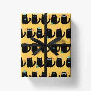 Black Cat Party Wrapping Paper