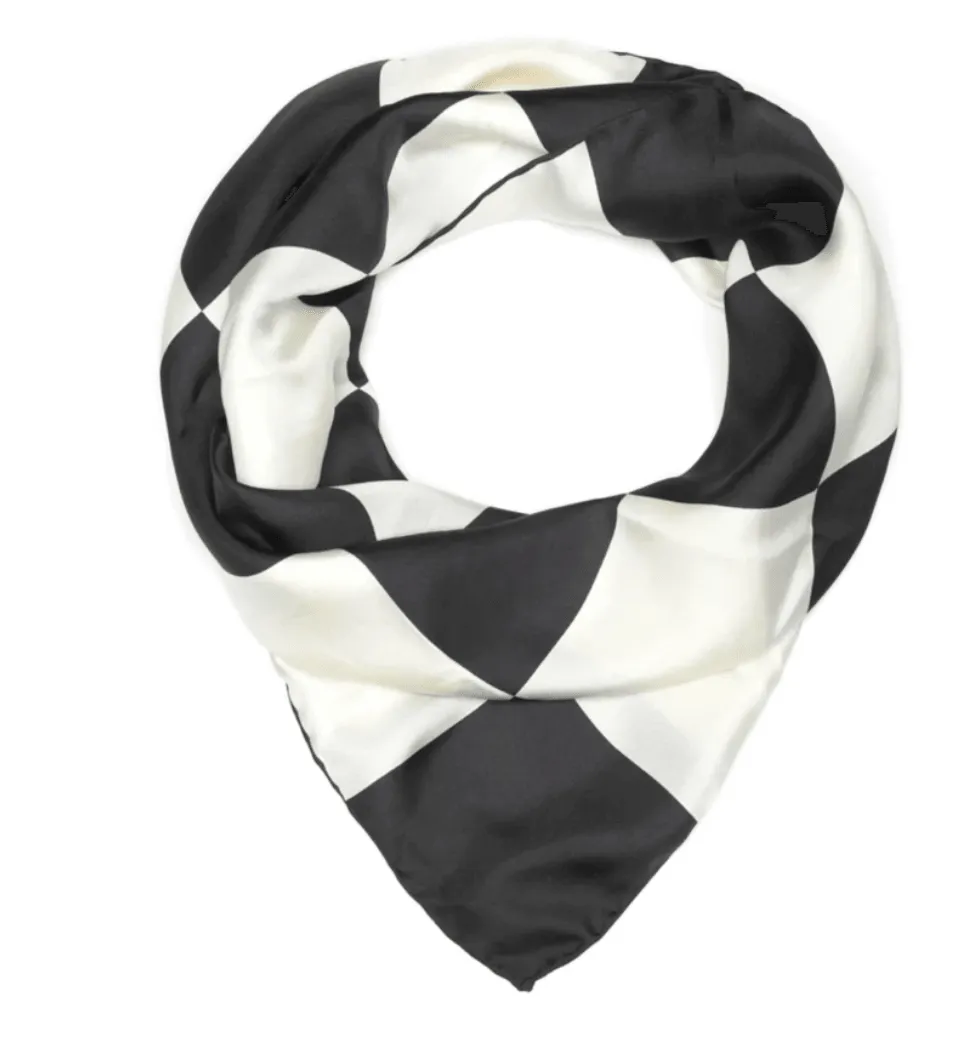 Black Checkerboard Silk Scarf