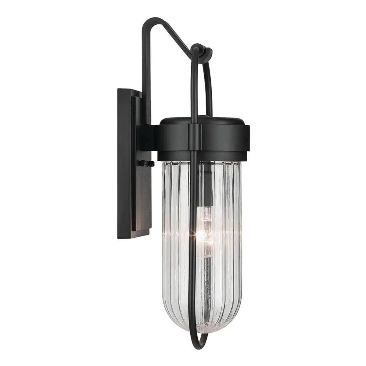 Brix 19 In 1-Light Outdoor Wall Light With Clear Glass, Black Finish