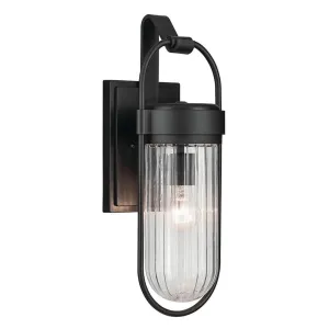 Brix 19 In 1-Light Outdoor Wall Light With Clear Glass, Black Finish