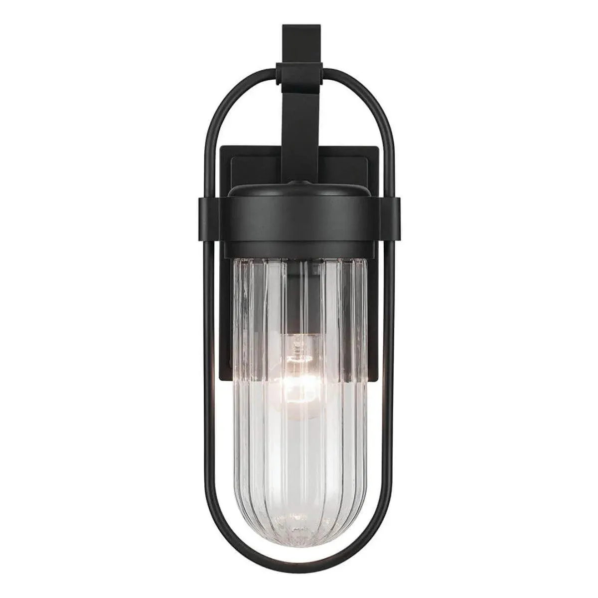 Brix 19 In 1-Light Outdoor Wall Light With Clear Glass, Black Finish