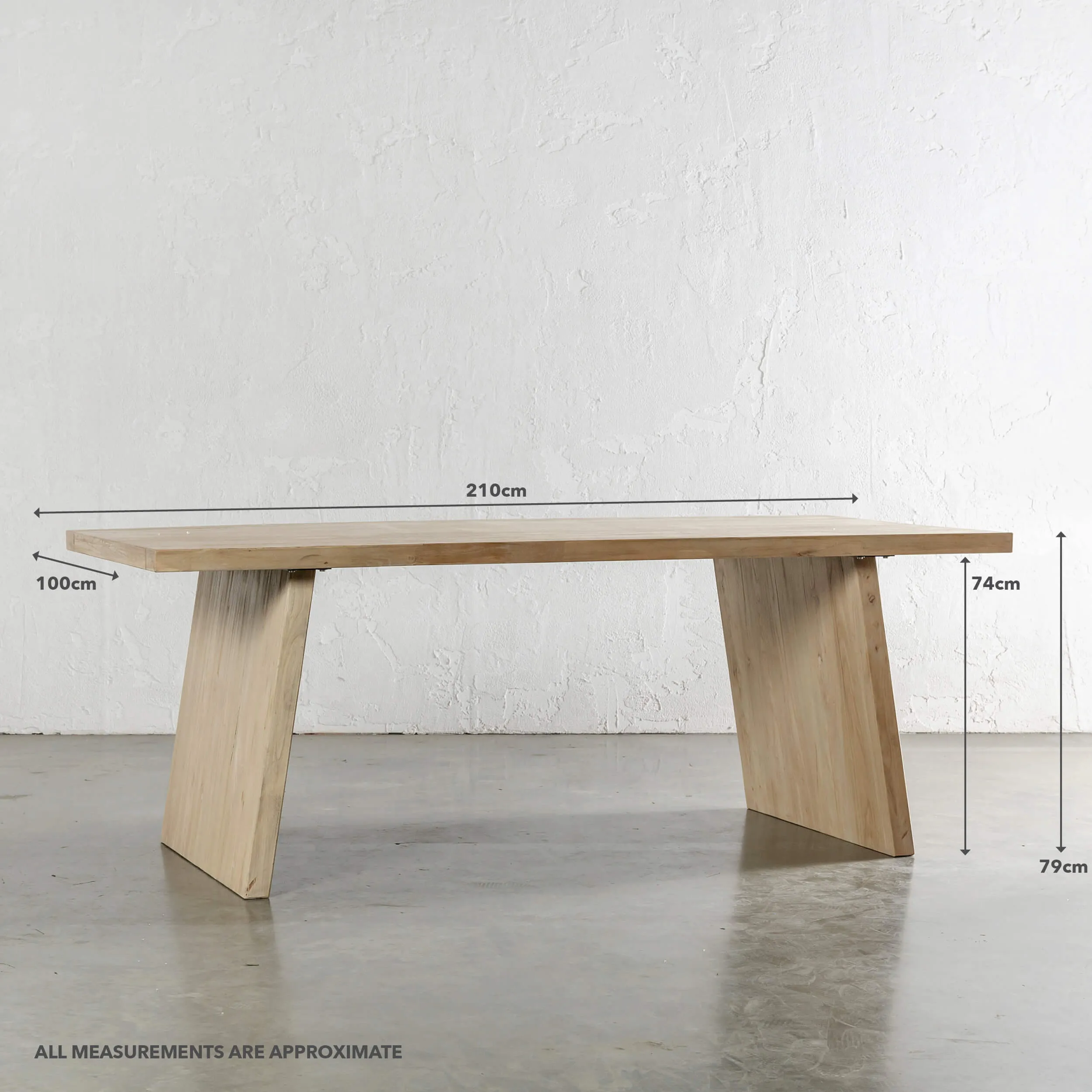 CAPRETTA ELM DINING TABLE  |  210CM  |  BLEACHED BRISTLE