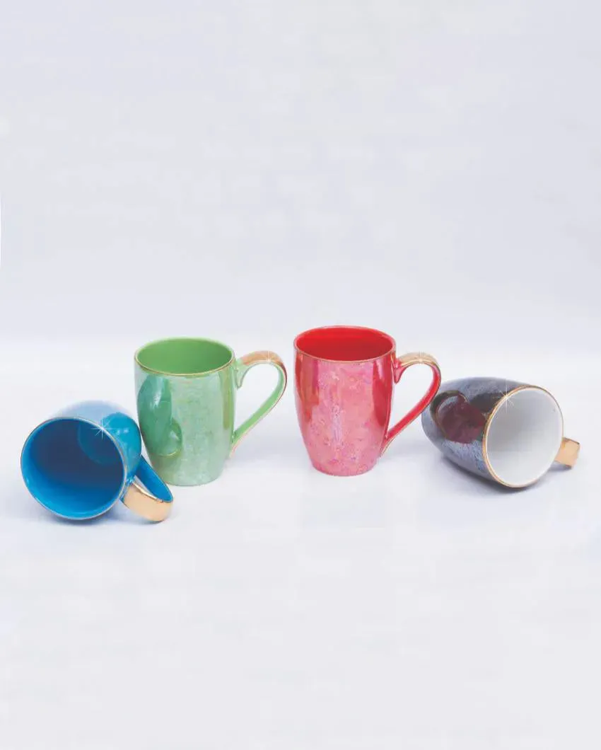 Classy  Multicolor Milk Coffee Poreclain Mugs | 300 ml | Set of 4