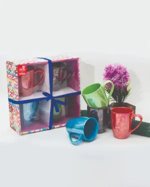 Classy  Multicolor Milk Coffee Poreclain Mugs | 300 ml | Set of 4