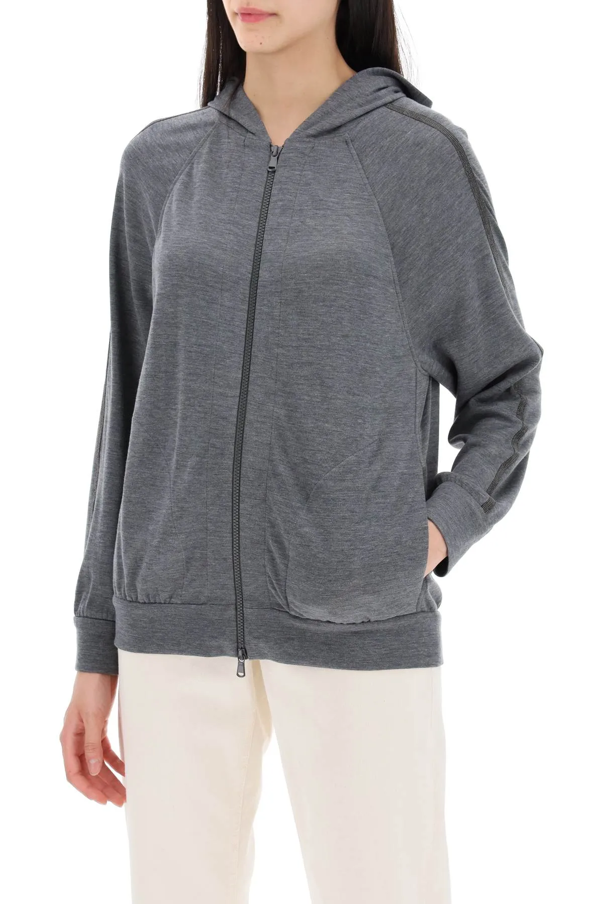 cotton and silk blend knit sweater.