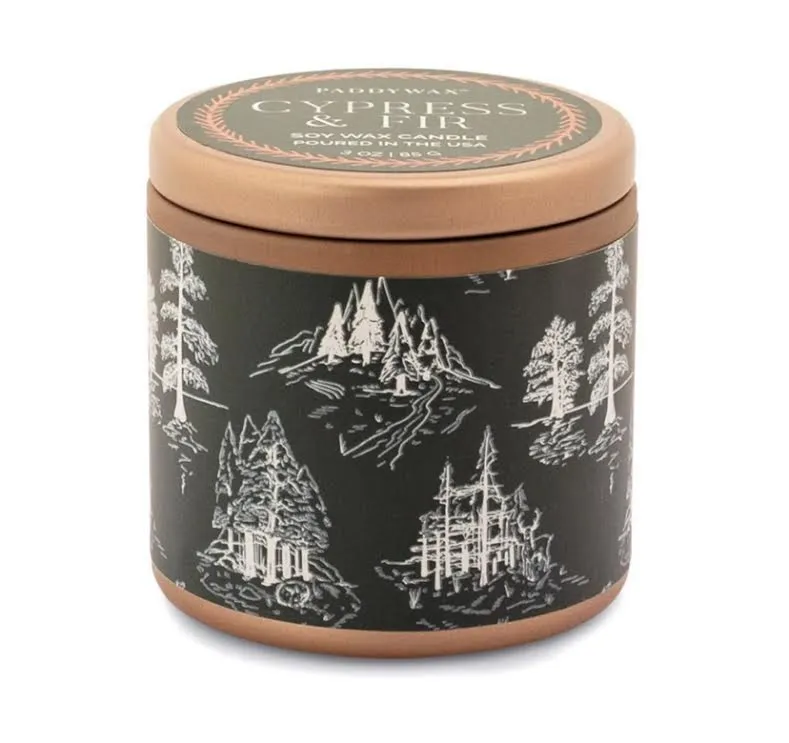 Cypress Fir Holiday Candle 3oz. Copper Tin