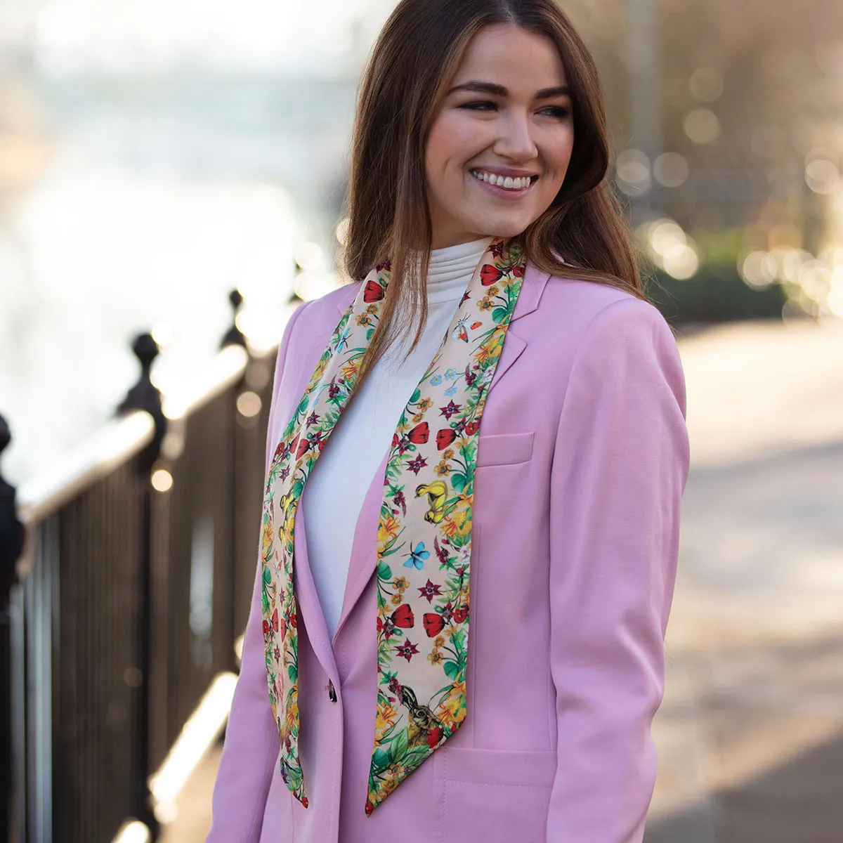 Dreams Can Come True Oyster & Peony Silk Twilly