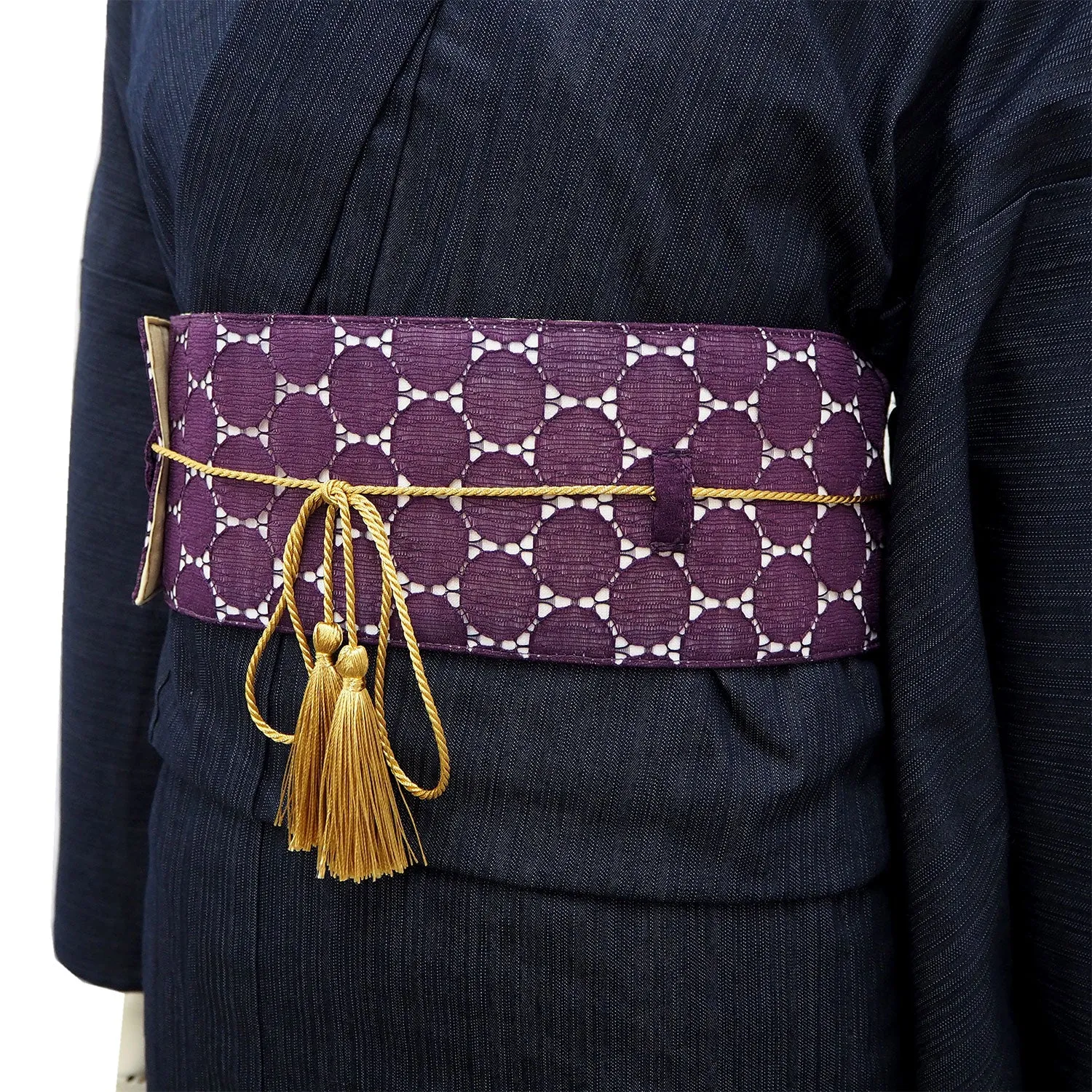 Easy-to-Tie Obi A sash that can be worn like a belt / black white purple