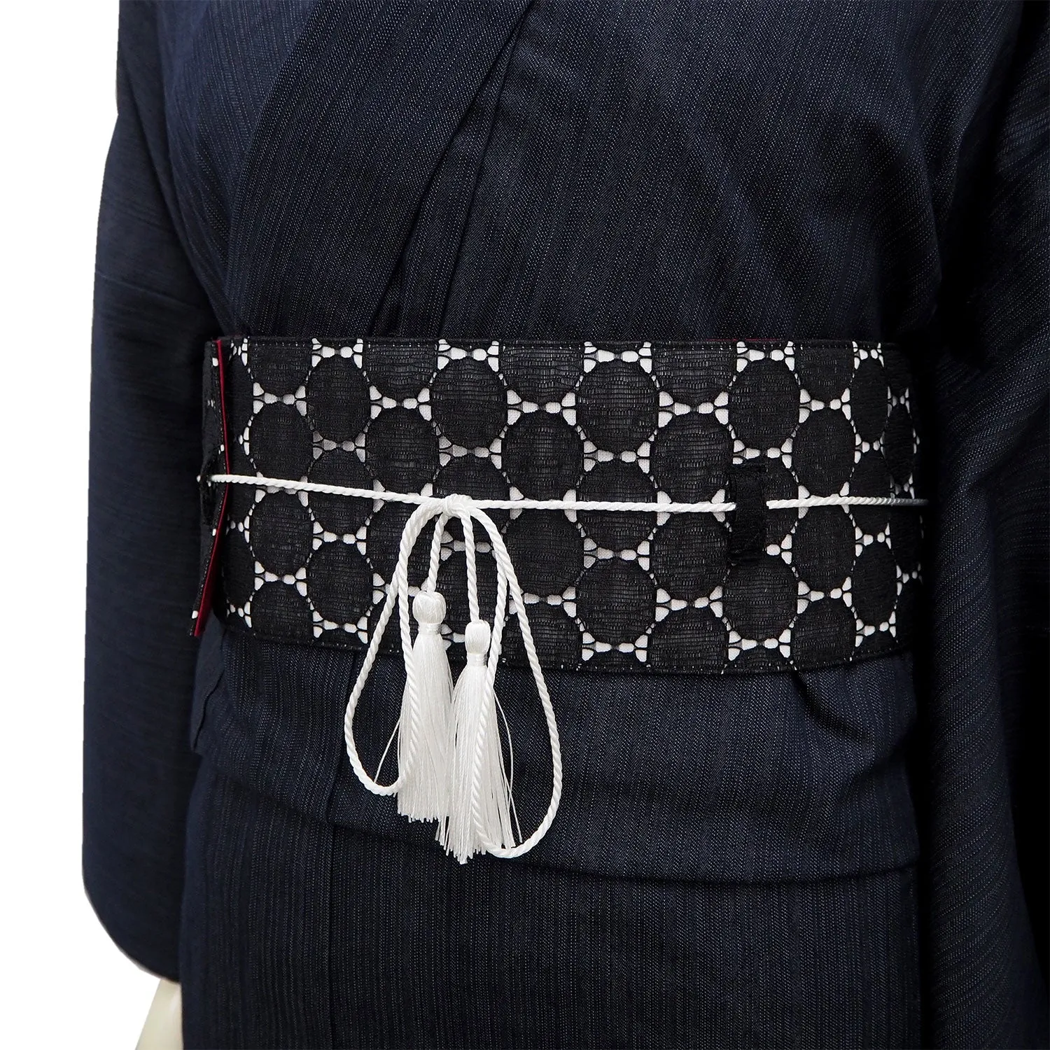 Easy-to-Tie Obi A sash that can be worn like a belt / black white purple