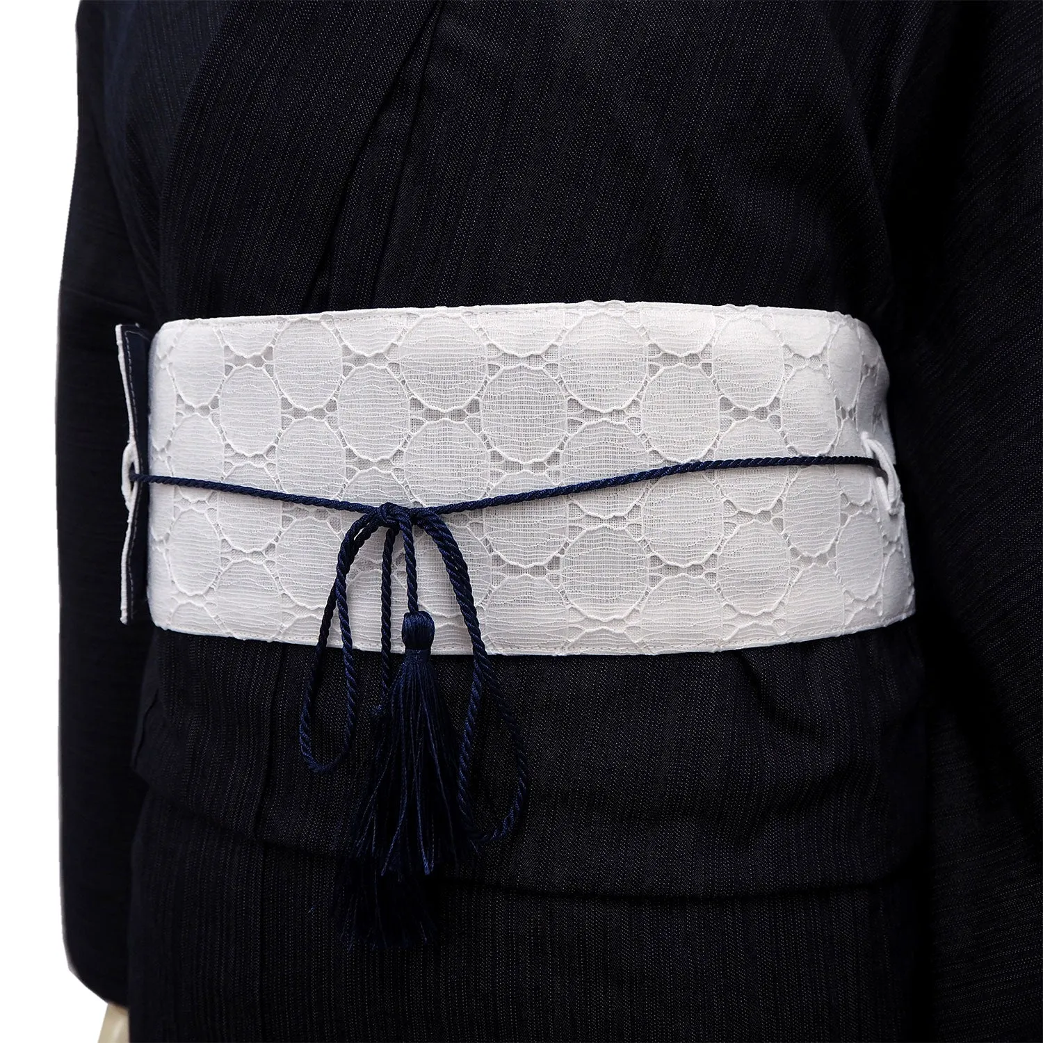 Easy-to-Tie Obi A sash that can be worn like a belt / black white purple