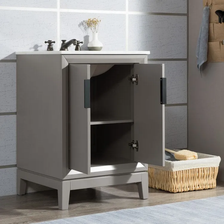 Elizabeth 24" Single Bathroom Vanity in Cashmere Gray w/ Carrara Marble Top