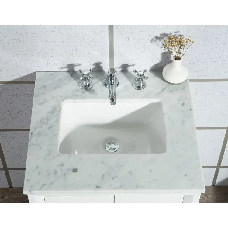 Elizabeth 24" Single Bathroom Vanity in Pure White w/ Carrara White Marble Top
