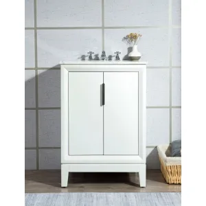 Elizabeth 24" Single Bathroom Vanity in Pure White w/ Carrara White Marble Top