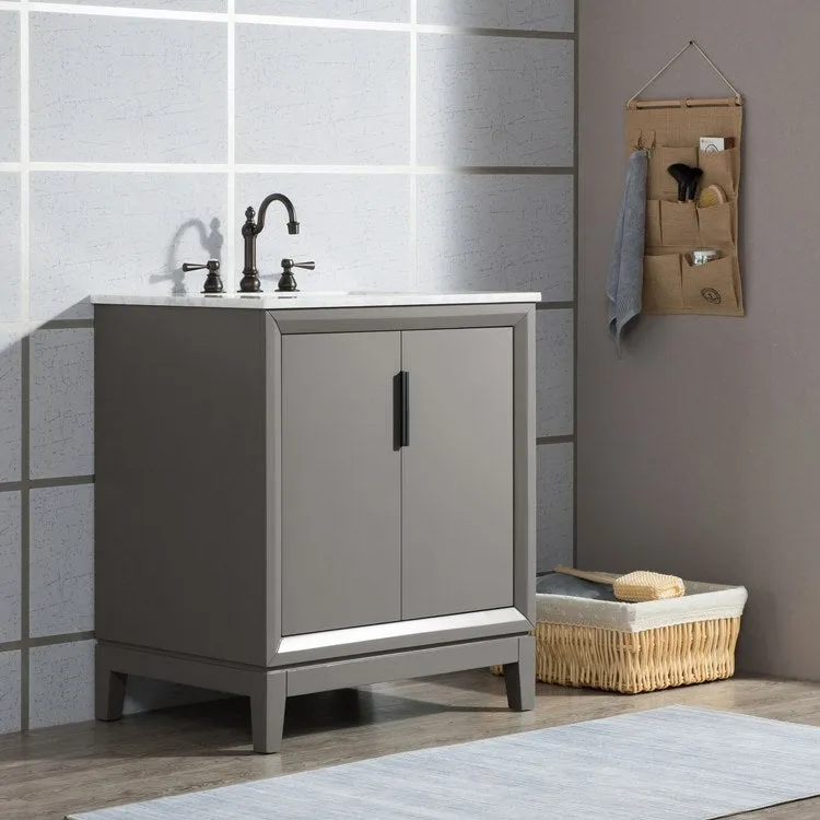 Elizabeth 30" Single Bathroom Vanity in Cashmere Gray w/ Carrara Marble Top and Faucet(s)
