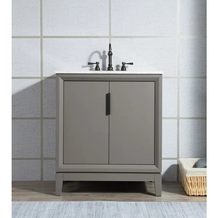 Elizabeth 30" Single Bathroom Vanity in Cashmere Gray w/ Carrara Marble Top and Faucet(s)
