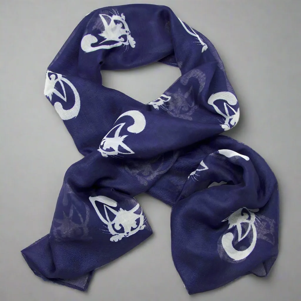 Fabulous Felines Navy Blue Cat Scarf