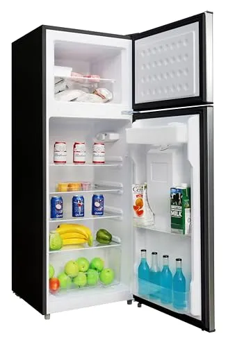 Frigidaire EFR7606-COM Platinum Combo, 7.5 cu. ft. Capacity Apartment Size Fridge with Freezer, Built-in Water Dispenser, Quicksilver