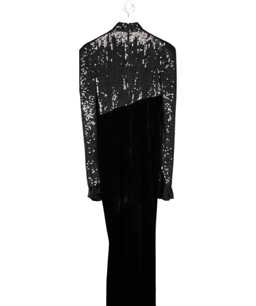 Galia Lahav Black Barbara Sequinned Top Maxi Dress With Silk Blend Blend Skirt UK 10