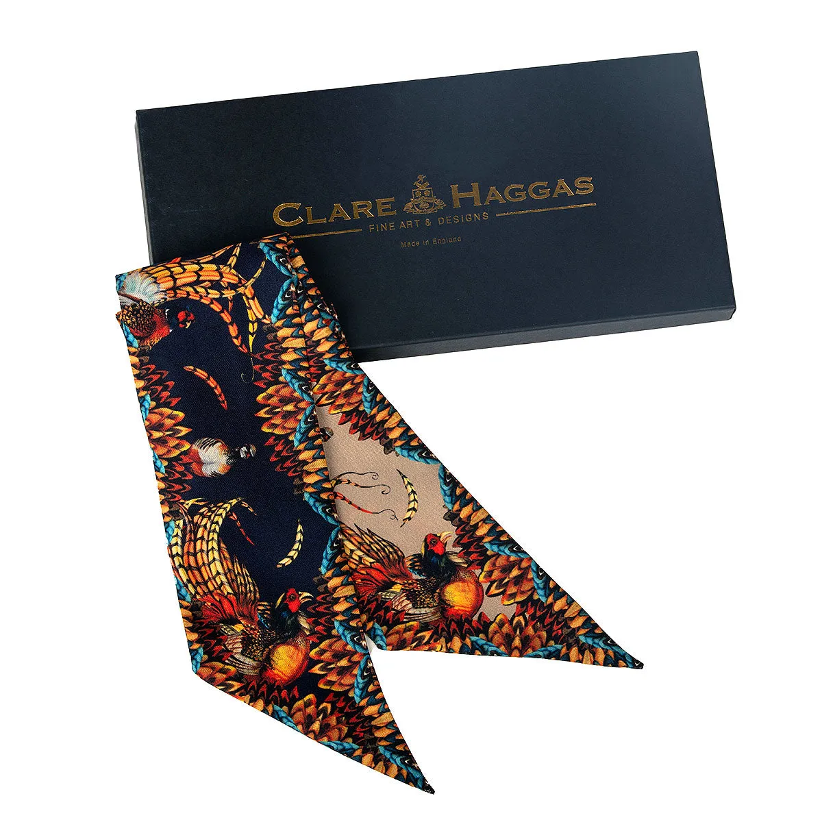 Game Bird Navy & Toffee Silk Twilly
