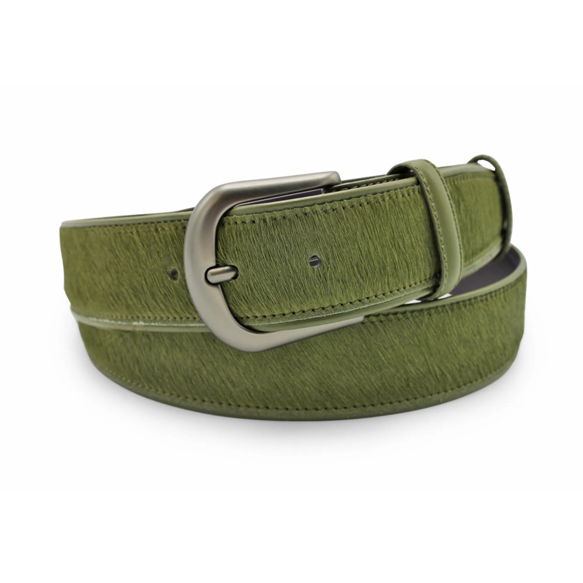 Garland Olive Pony Hair Gunmetal Belt