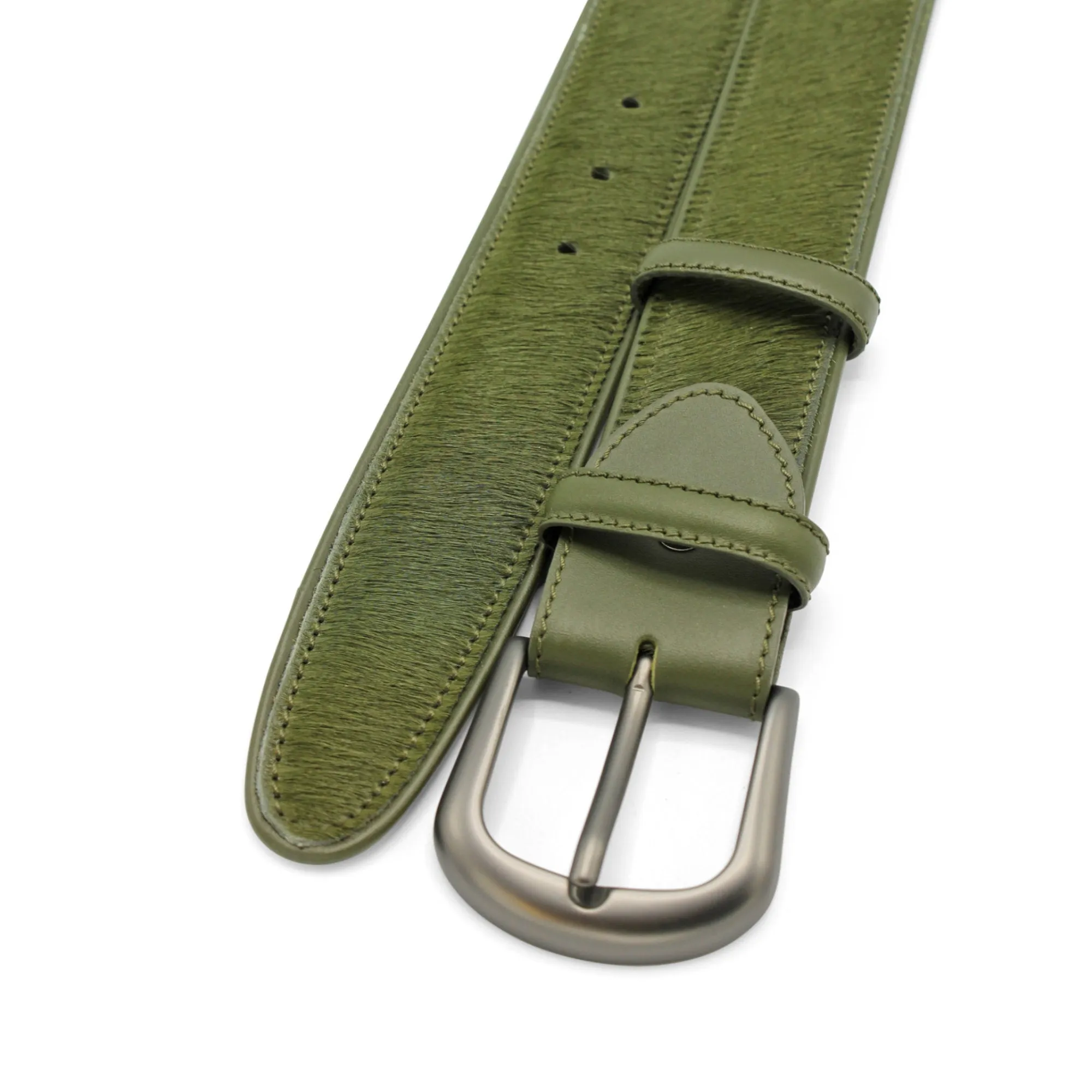Garland Olive Pony Hair Gunmetal Belt