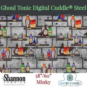 Ghoul Tonic Digital Cuddle® Steel Minky Polyester Yardage | Shannon Fabrics