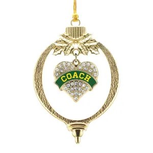 Gold Coach - Forest Green and Yellow Pave Heart Charm Holiday Ornament