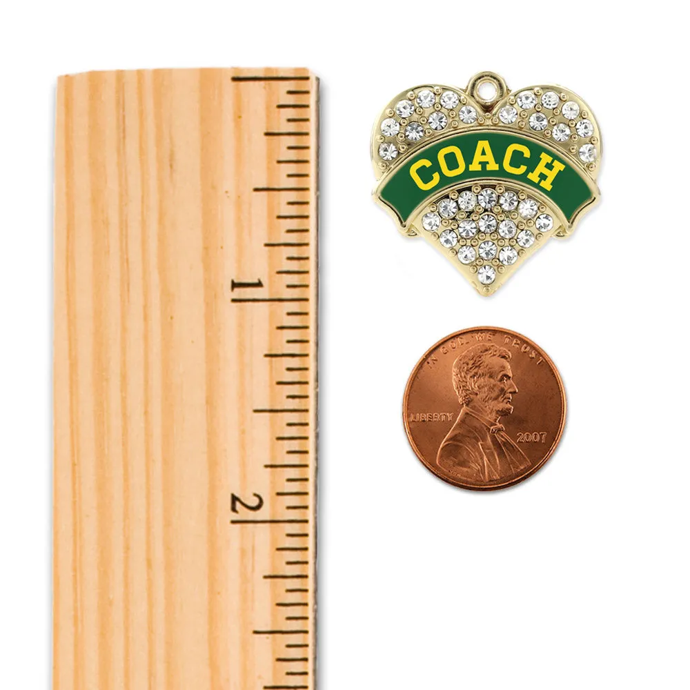 Gold Coach - Forest Green and Yellow Pave Heart Charm Holiday Ornament