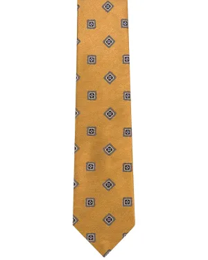 Gold with Navy and Sky Blue Geometric Tie