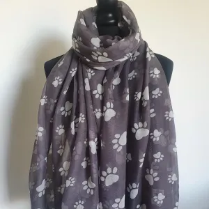 Grey Paw Print Scarf