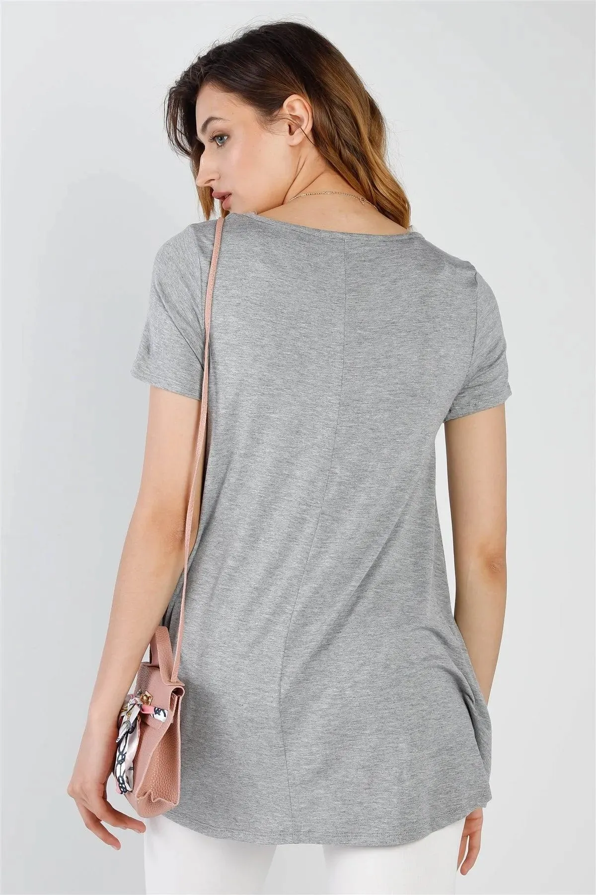 Grey Short Sleeve Relaxed Fit Top /1-2-2-1