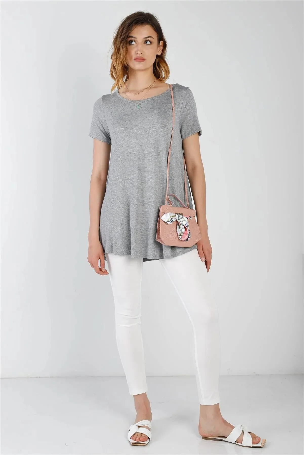 Grey Short Sleeve Relaxed Fit Top /1-2-2-1