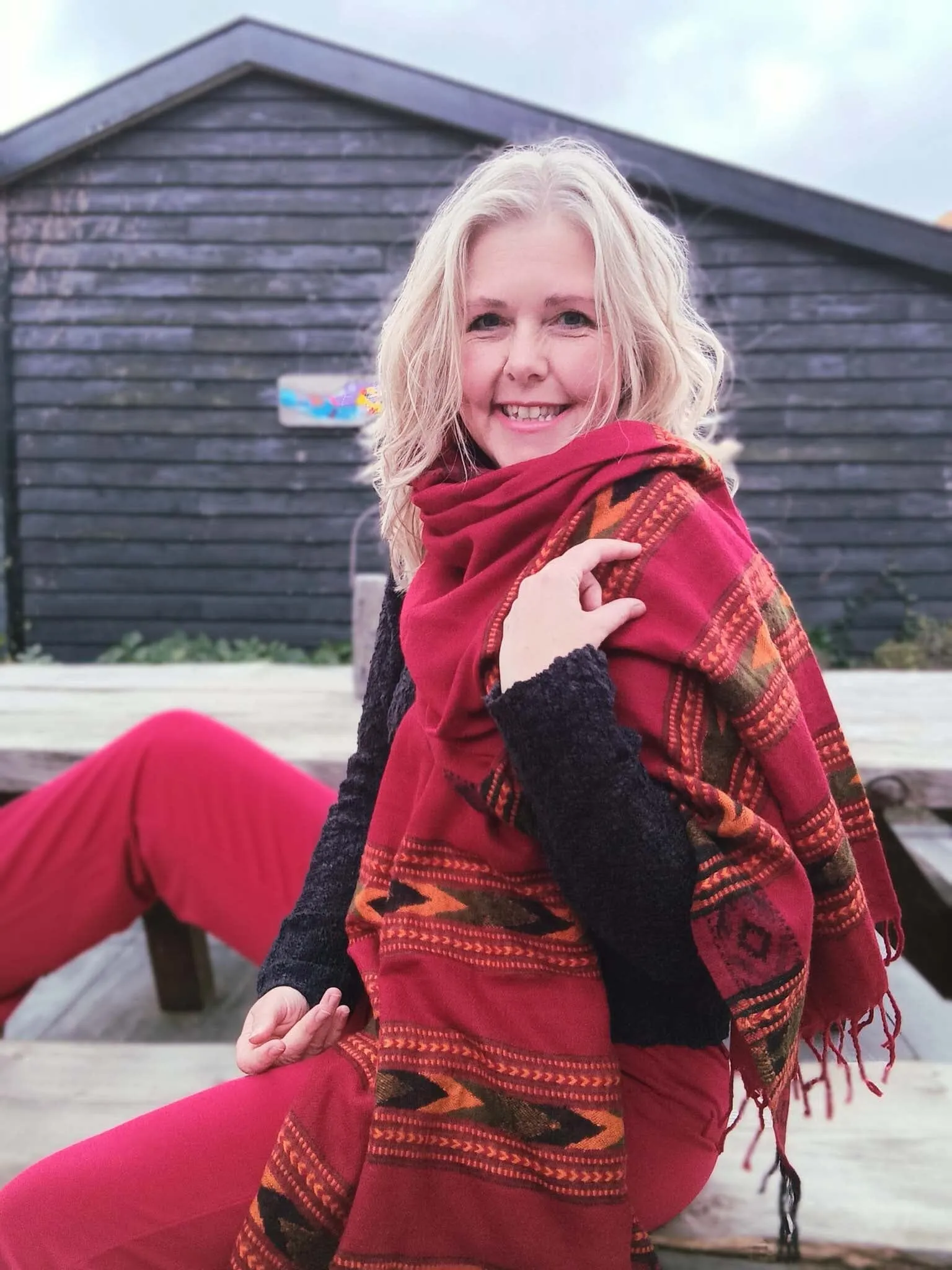 Haia warme winter sjaal - warm rood