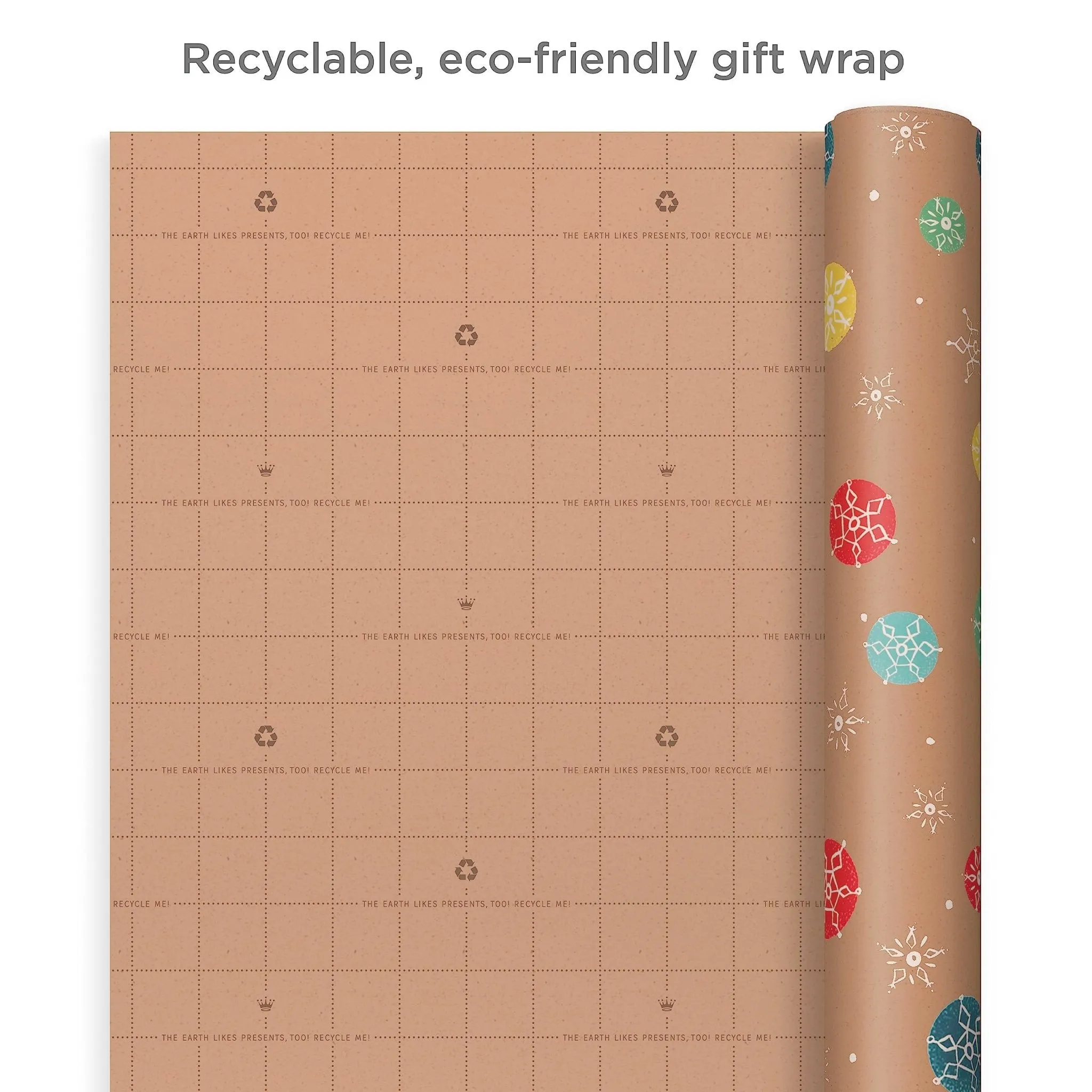 Hallmark: Christmas Wrapping Paper - Recyclable Kraft Paper, 30" Wide by 12' Long (Pack of 3)