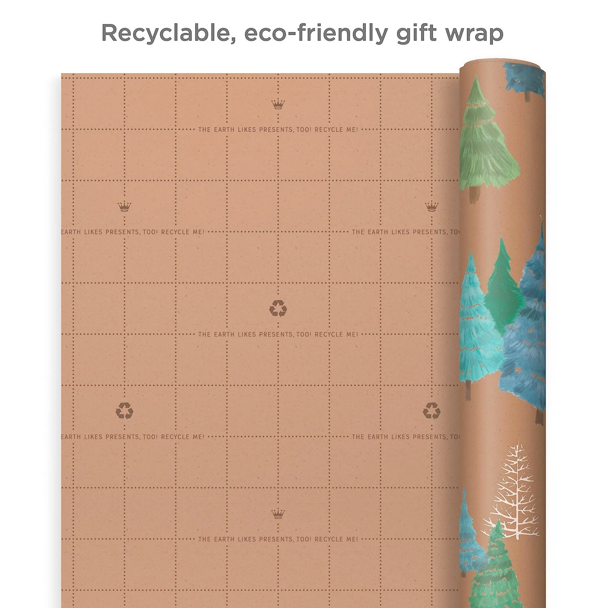 Hallmark: Christmas Wrapping Paper - Recyclable Kraft Paper, 30" Wide by 12' Long (Pack of 3)