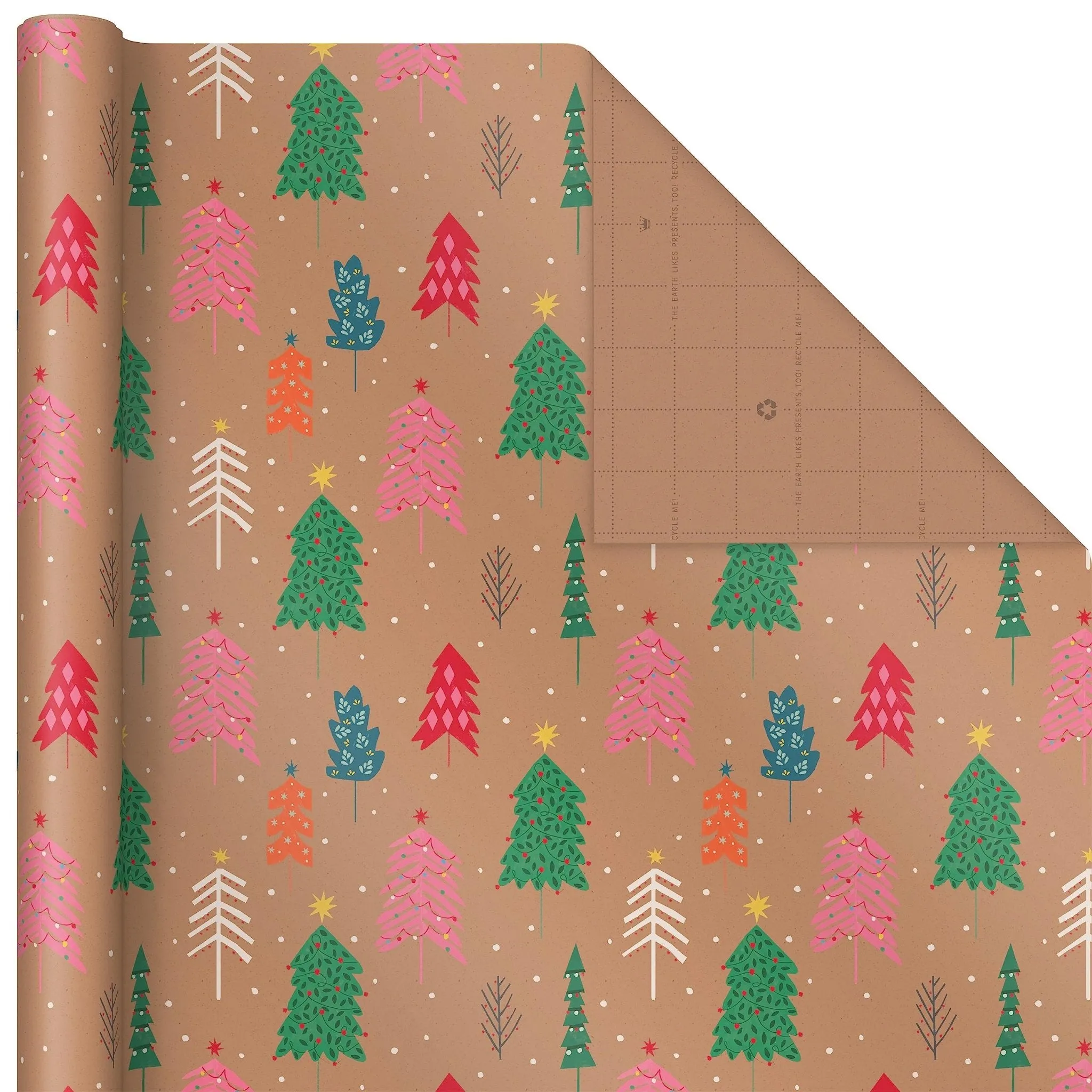 Hallmark: Christmas Wrapping Paper - Recyclable Kraft Paper, 30" Wide by 12' Long (Pack of 3)