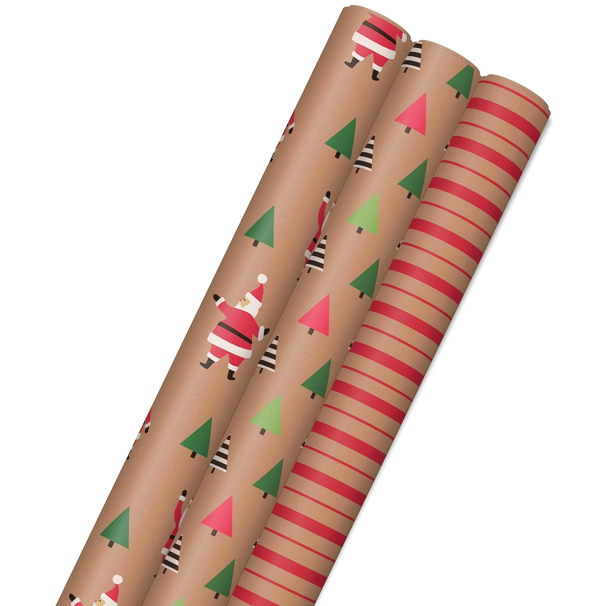 Hallmark: Christmas Wrapping Paper - Recyclable Kraft Paper, 30" Wide by 12' Long (Pack of 3)