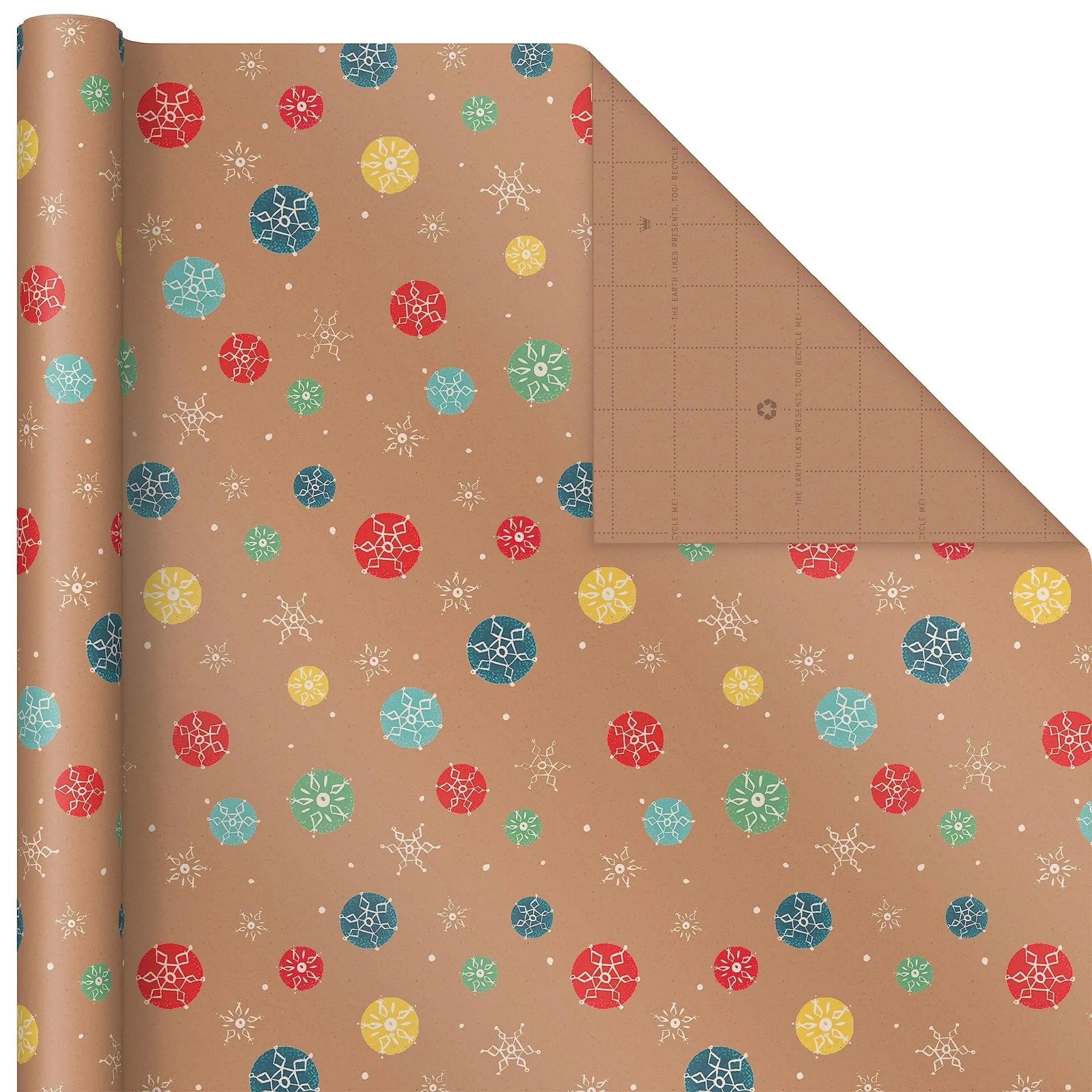 Hallmark: Christmas Wrapping Paper - Recyclable Kraft Paper, 30" Wide by 12' Long (Pack of 3)