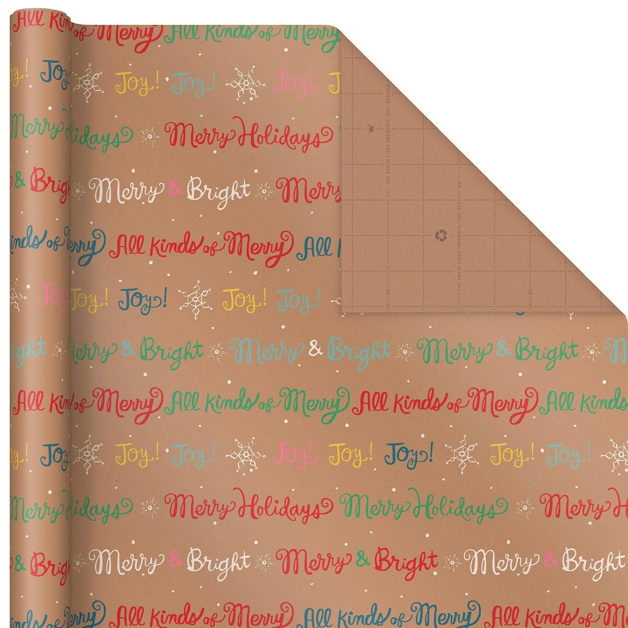 Hallmark: Christmas Wrapping Paper - Recyclable Kraft Paper, 30" Wide by 12' Long (Pack of 3)
