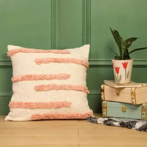 Handmade Fuzzy Peach Cotton Cushion Cover | 16 x 16 inches