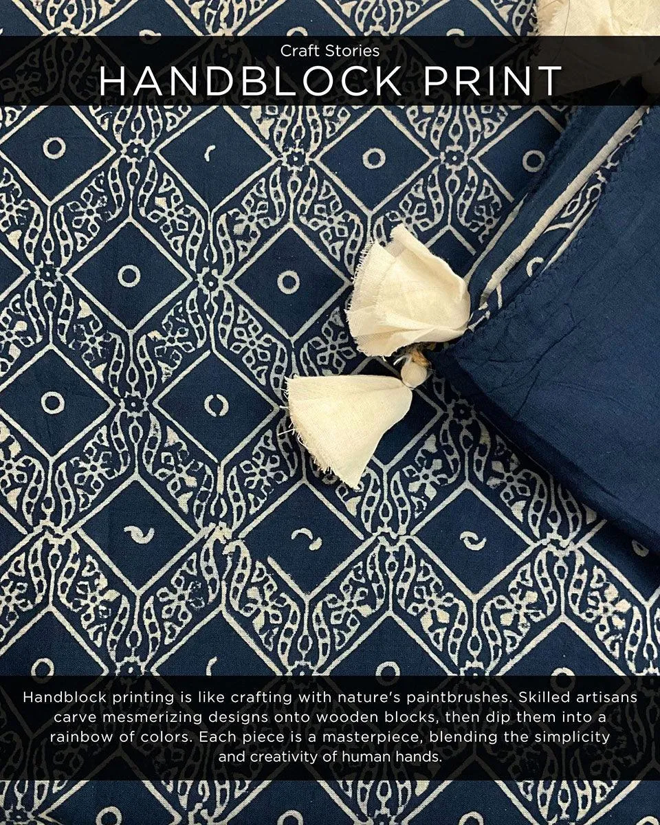 Indigo Glory Handblockprinted Cotton Saree