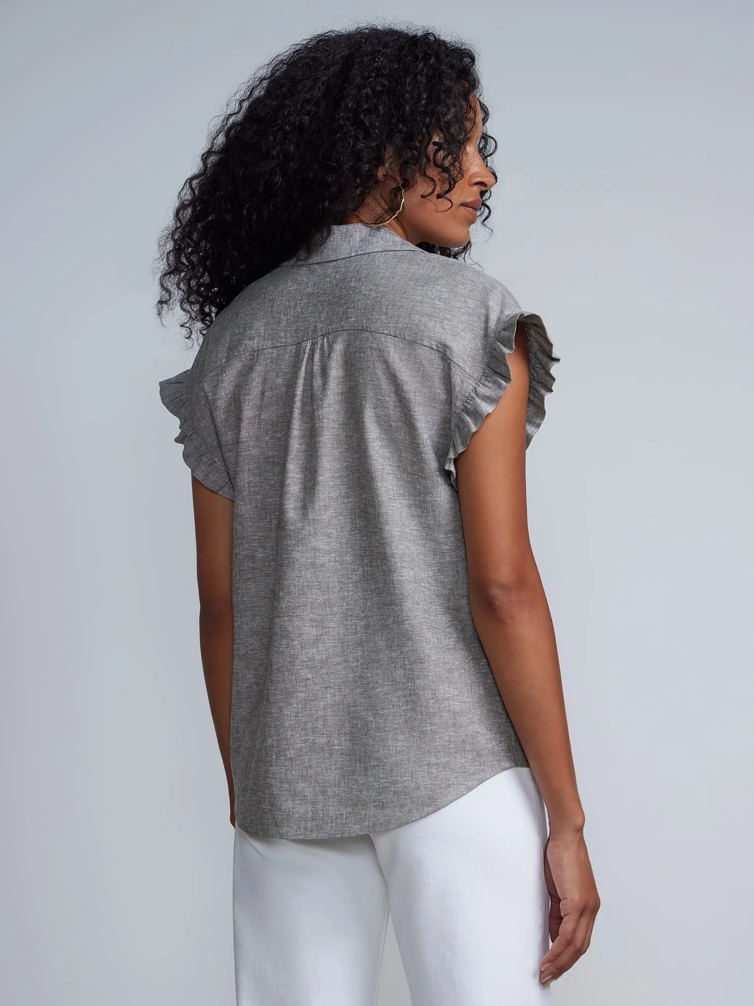 Linen Flutter Sleeve Top