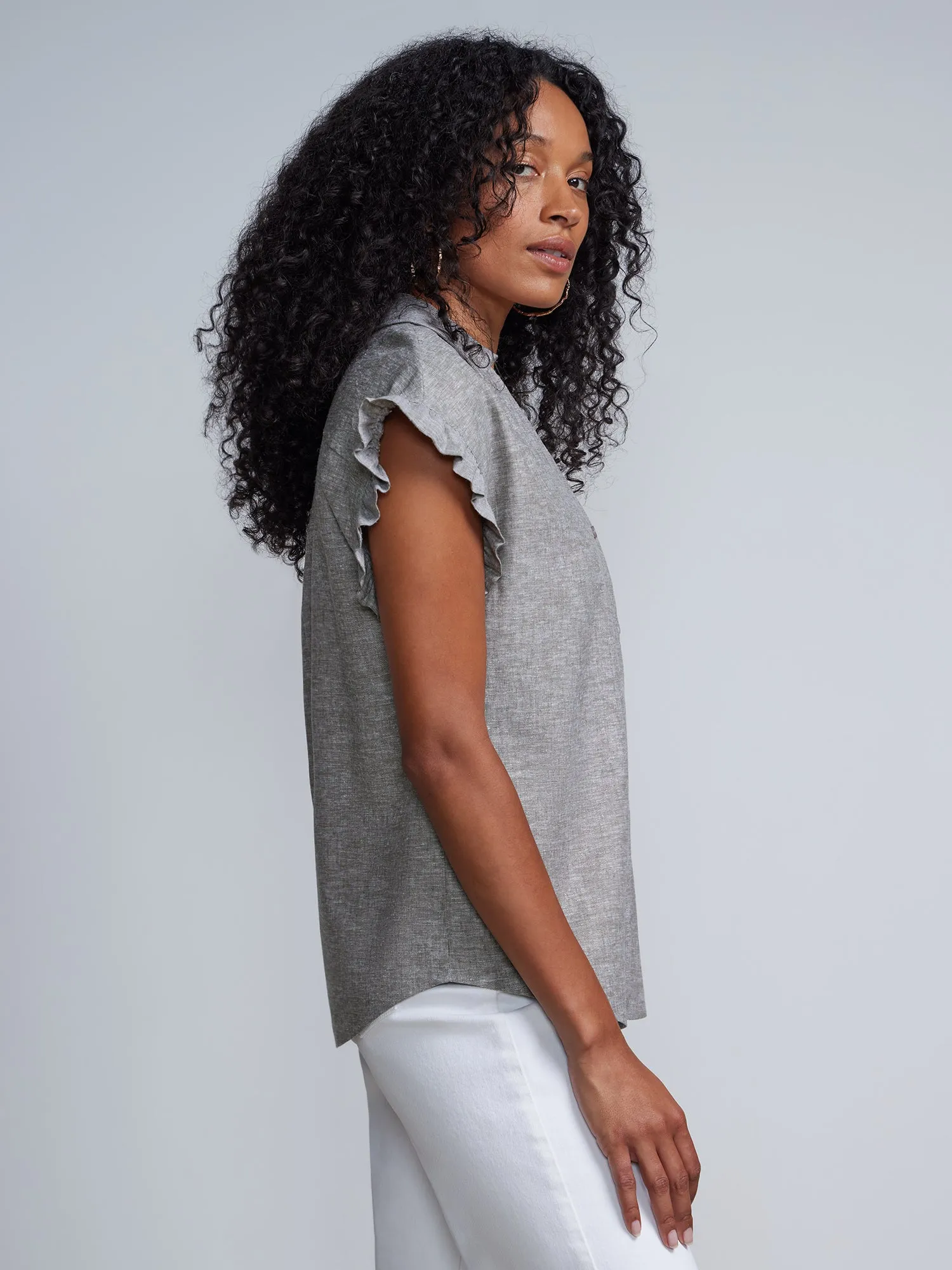 Linen Flutter Sleeve Top