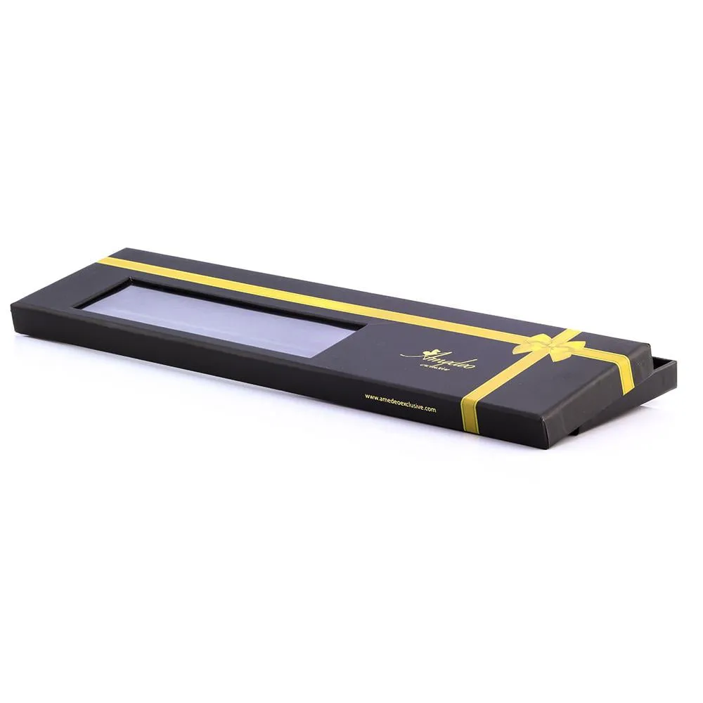 Luxury Men's Gray and Black Silk Tie with Gift Presentation Box