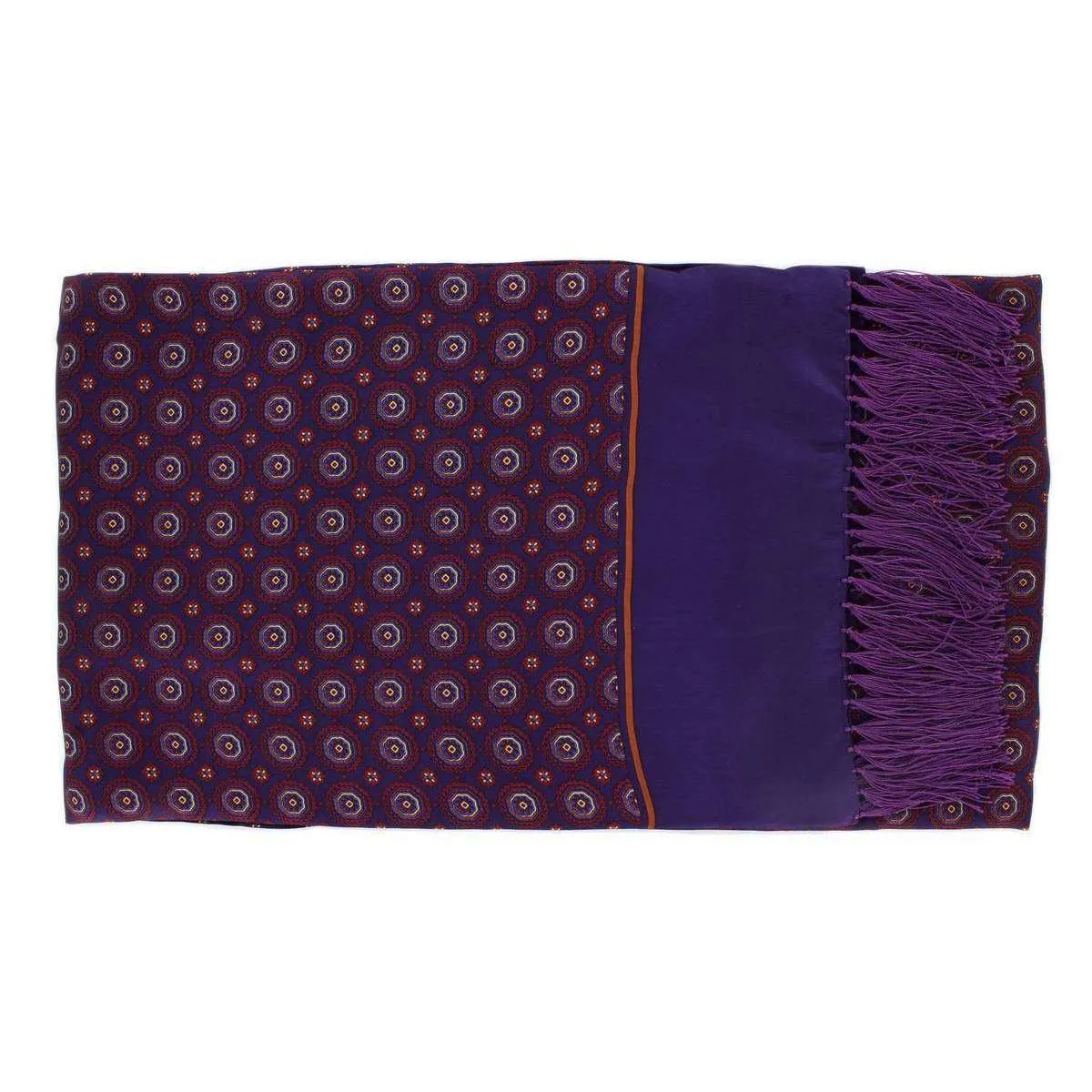 Michelsons of London Vintage Medallion Silk and Wool Scarf - Purple