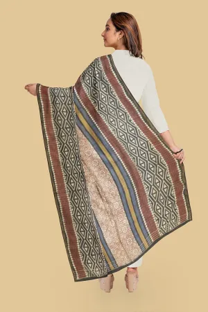 Multi Patterned Block Printed Chanderi Dupatta