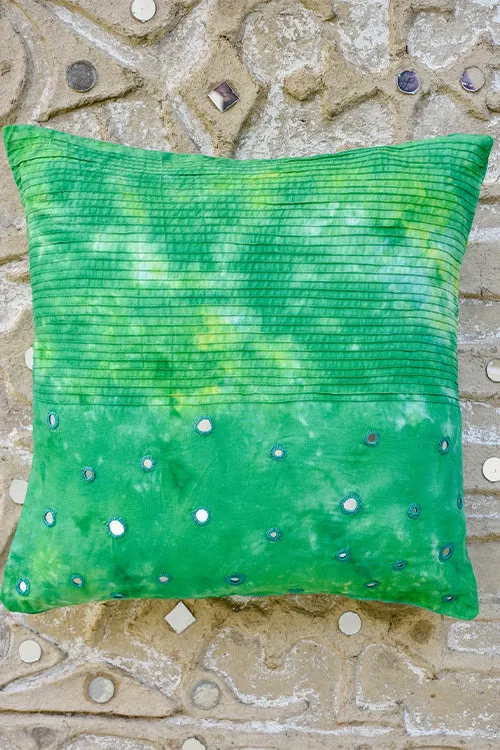 Okhai 'Forest Fresh' Cotton Scratch Tie and Dye Cushion Cover