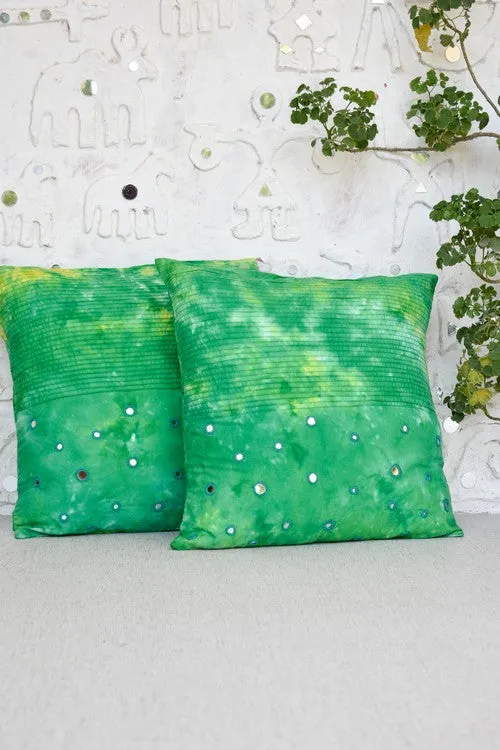 Okhai 'Forest Fresh' Cotton Scratch Tie and Dye Cushion Cover